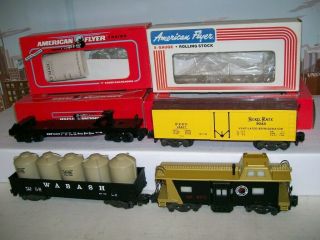 4 American Flyer S Gauge Freight Cars 6 - 48711 & 6 - 48479 & 6 - 48807 & 6 - 48503