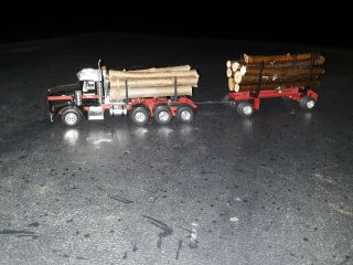 1/50 Wsi Mammoet Custom Kenworth 800 Log Truck Semi W/pup Trailer Real Log Load