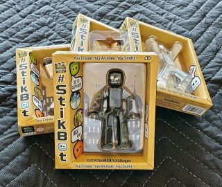 Stikbot Stop - Motion Animation Action Figures - Black White Clear Yellow Nib 4pk