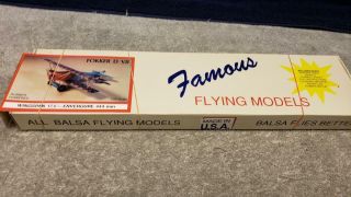 Vintage Famous Flying Models Fokker D Vii Rubber Power Wood Kit 17.  5 " Wing Span
