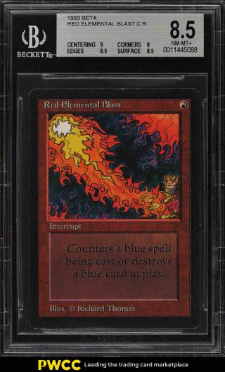 1993 Magic The Gathering Mtg Beta Red Elemental Blast C R Bgs 8.  5 Nm - Mt,  (pwcc)