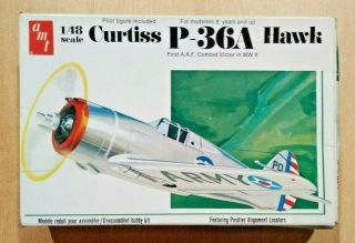 44 - 645 Amt 1/48th Scale Curtiss P - 36a Hawk Plastic Model Kit
