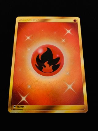 Pokemon Sun & Moon Burning Shadows - Fire Energy - Secret Rare - 167/147 - Nm