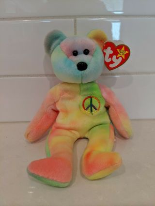 Ty Beanie Baby Peace The Bear 1996 Mwmt