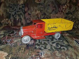 Old Vintage Pressed Steel Metalcraft Sunshine Biscuits Advertising Toy Truck