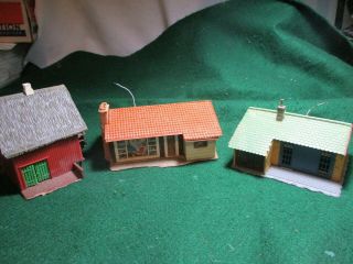 3 Heljan European Style Buildings - 2 Houses - 1 Grist Mill.  All Have Lighted Int