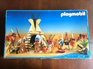 Playmobil 3733 Native American Indian Village Set,  7 Indians,  Teepee,  Canoe,  Pa