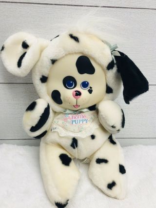 Magic Bottle Puppy: 1991 Vintage Tyco Plush Dog W/ Bib Black & White Dalmatian