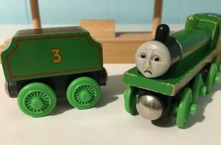 Thomas Wooden Railway Come Out / Sad Face Henry Flat Tender Train Allcroft 1997