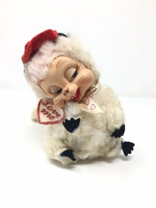 Plush Stinky Skunk Rubber Face Stuffed Rushton Toy Doll Vintage White Valentines