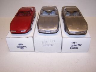 3 1984 Chevrolet Corvette Bronze Silver Red Promotional Model,  Boxs 3 Cars