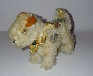 Steiff Foxy Terrier Dog Antique Vintage Puppy 4” With Id & Bell