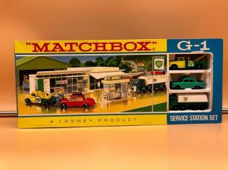 Vintage Lesney 1965 Matchbox G - 1 Service Station Set