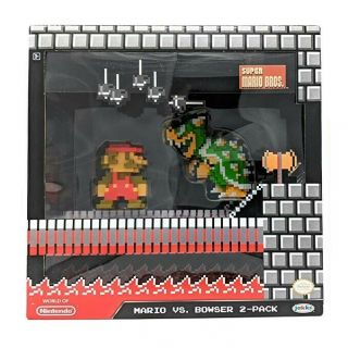 World Of Nintendo 2.  5 " 8 - Bit Classic Mario Vs Bowser Action Figure 2 - Pack Nib