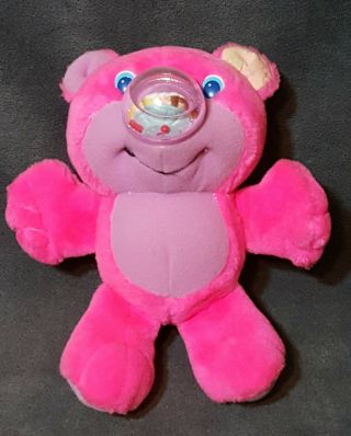 Vintage 1989 Playskool Mini Shaker Nosy Bear Goody Plush 8 " Pink Purple