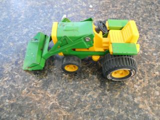 Vintage Tonka Green / Yellow Garden Mini Tractor Loader Toy