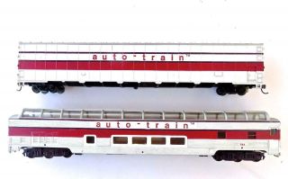 Ho Bachmann Pair Auto - Train Cars.  Full Length Dome Car & Auto Carrier