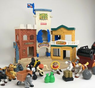 Fisher Price Great Adventures Wild Western Town Vintage 1997 Set With Horses