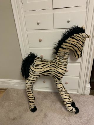 Vintage Ultra Rare Mid Century Zebra Stuffed Plush Animal Rare Sweet Jumbo Size
