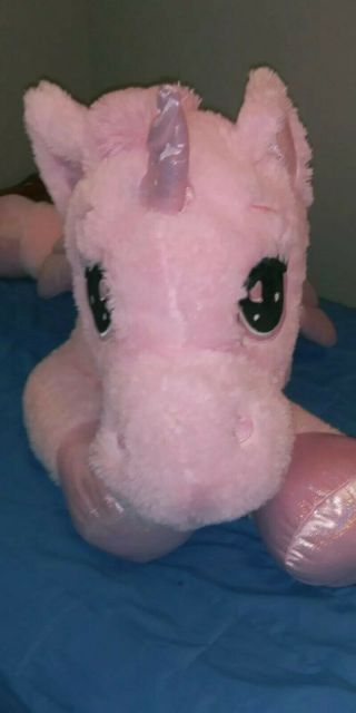 Huge Large Giant Jumbo Plush Unicorn Stuffed Animal Pink/wings Euc Gift/present