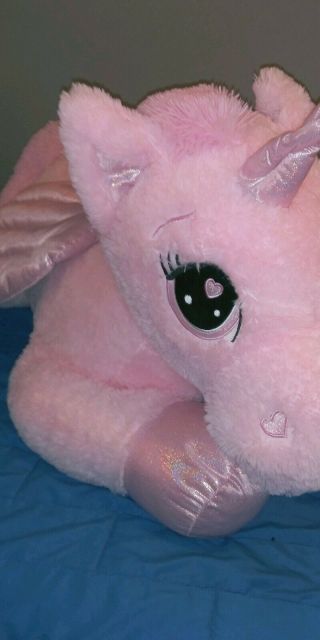 Huge Large Giant Jumbo Plush Unicorn Stuffed Animal Pink/Wings EUC GIFT/PRESENT 2