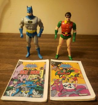 Vintage 1984 Kenner Dc Powers Batman & Robin With Comics