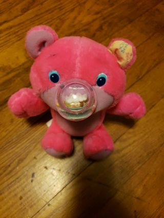 Vintage 1989 Playskool Mini Shaker Nosy Bear Goody Plush 8 " Pink