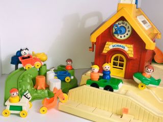 Vintage Fisher Price Little People School House Playground Nursery Ride On Toys