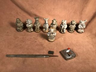 9 Vintage Copper Cartoon Characters Foundry Mold Copper Toy Foundry Casting Mold