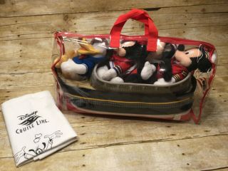 Disney Cruise Line Plush Ship Set Mickey Minnie Donald Goofy Pillowcase Stuffed