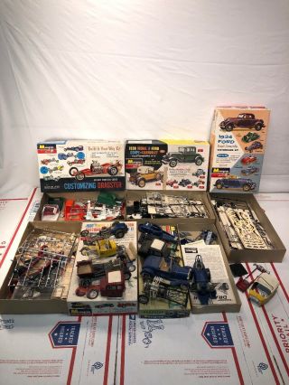 5 Boxes Of Vintage Monogram Cars & Parts With