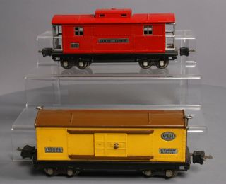 Lionel 817 Tinplate Lionel Lines Caboose & 814 Yellow/brown Automobile Furniture