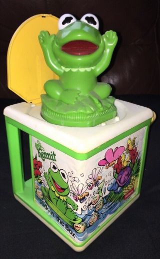 Vintage Playskool Henson Muppet Babies Baby Kermit Jack In The Box 1983 Toy