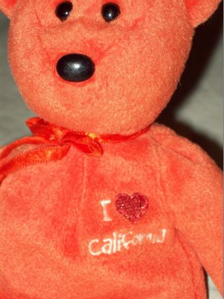 Orange Teddy Bear Small Ty I Love California Beanie Baby Retired Stuffed Toy