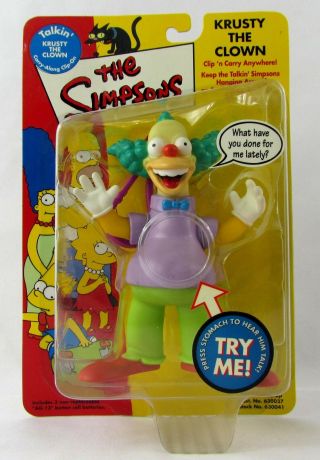 The Simpsons Playmates Krusty The Clown Talking Carry Along Clip On Keychain