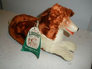 Vtg Rubber Face Plush Collie Dog 11” 1950’s Lassie Smile With Tags (h)