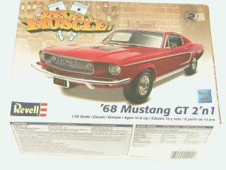 1/25 Revell Muscle 1968 Mustang Gt 2n1 Fastback Plastic Scale Model Kit Complete