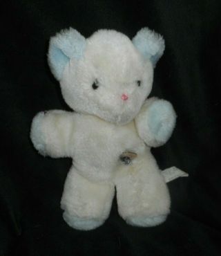 8 " Vintage Eden White & Blue Wind Up Musical Teddy Bear Stuffed Animal Plush Toy
