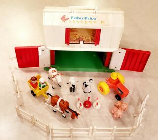 Vintage Fisher Price Play Family Farm House With Accessories 1968 - 1986
