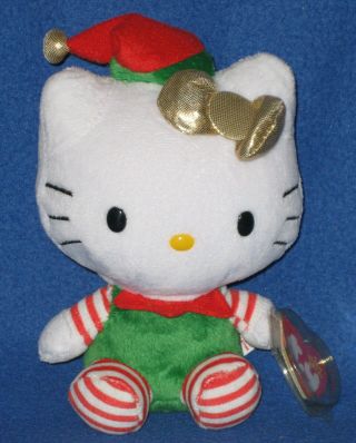 Ty Hello Kitty Christmas Beanie Baby In Holiday Outfit - With Tags