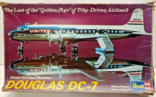 Douglas Dc - 7 United Airlines Swissair Plastic Model Airplane Kit Revell H - 168