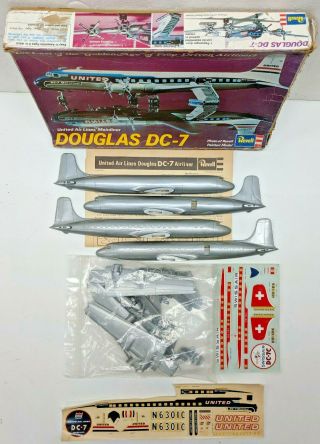 DOUGLAS DC - 7 United Airlines SWISSAIR Plastic Model Airplane Kit Revell H - 168 3