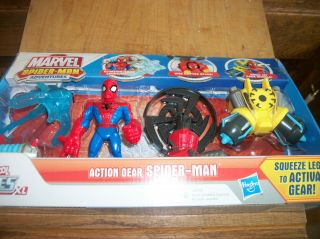 6  Spider - Man Marvel Playskool Heroes Action Gear Hook Launch Web Counter Aqua