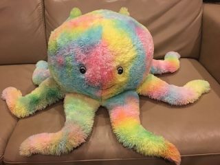 Squishable 15” Rainbow Octopus Large Stuffed Animal Plush Pillow Tie Dye