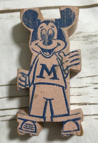 Vintage Wood Wooden Mickey Mouse Puzzle Shaped Figure Block Toy Collectible