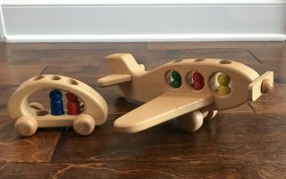 Kinderkram Handmade Wooden Toy Airplane and Family Van 3