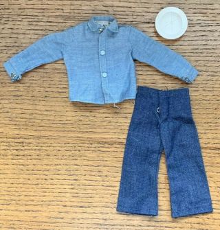 Vintage Gi Joe Sailor Blue Denim Work Shirt,  Pants & Hat 1964