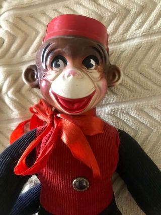 Vintage 1940’s Stuffed Corduroy ORGAN GRINDER MONKEY Doll 2