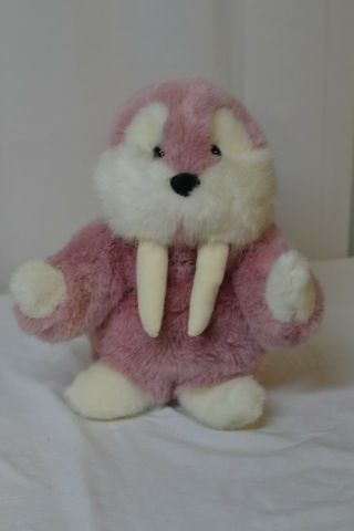 Gund Plush Walrus Pink With White Tusks Stuffed Animal Vintage Mooky 1986