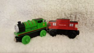 Thomas The Train & Friends Wooden Percy Engine And Sodor Cabooss 2002 Magnetic